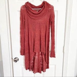 Free People | Boho Lace Long Sleeved High Low Tunic Dress